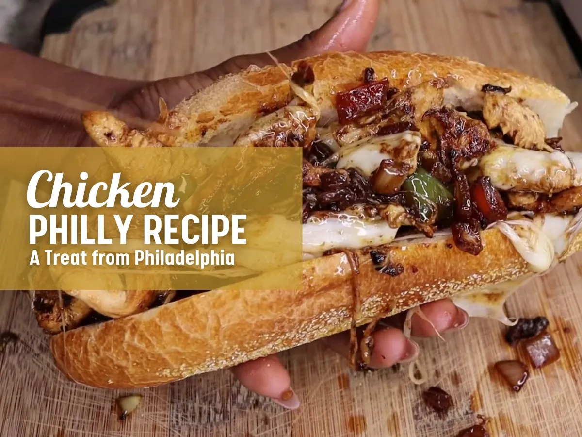 Easy Chicken Philly Recipe (Cheesesteak Sandwich)