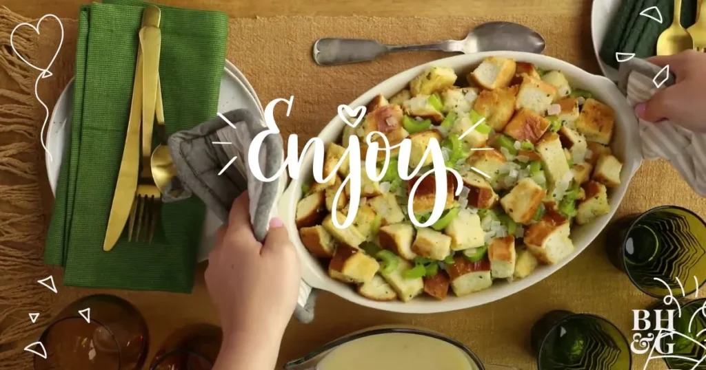 thanksgiving stuffing recipe is ready to serve 