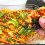 Salmon sushi bake