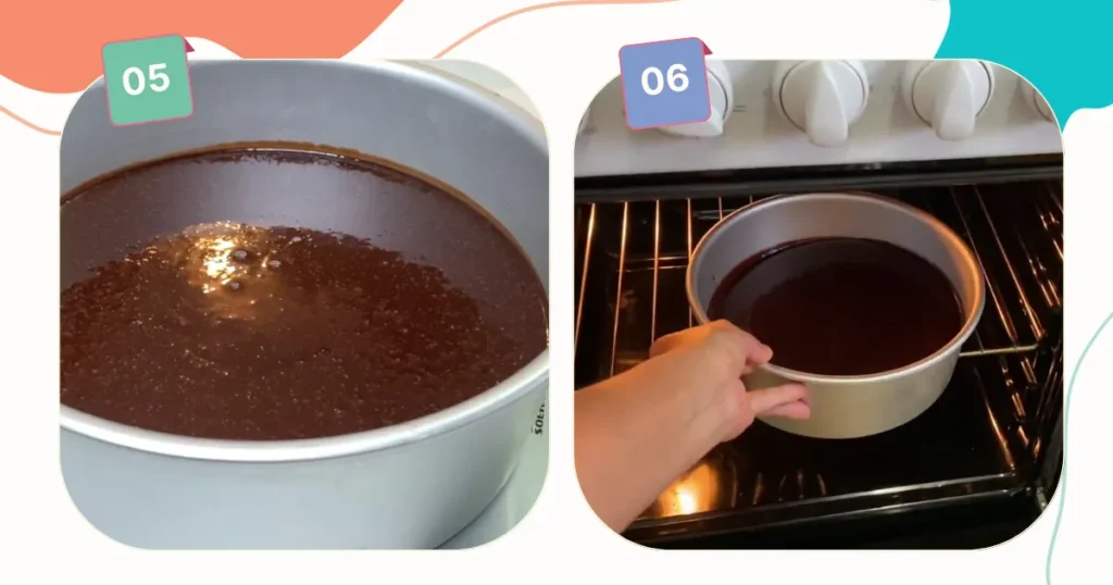 Pouring the batter in pan and baking it