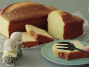 Pound cake slice on plate