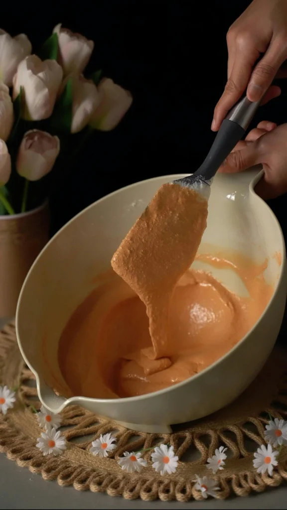 Mixing whipped honey recipe in a bowl with help of spatula