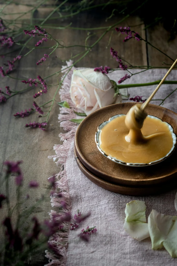 Whipped honey in a plate