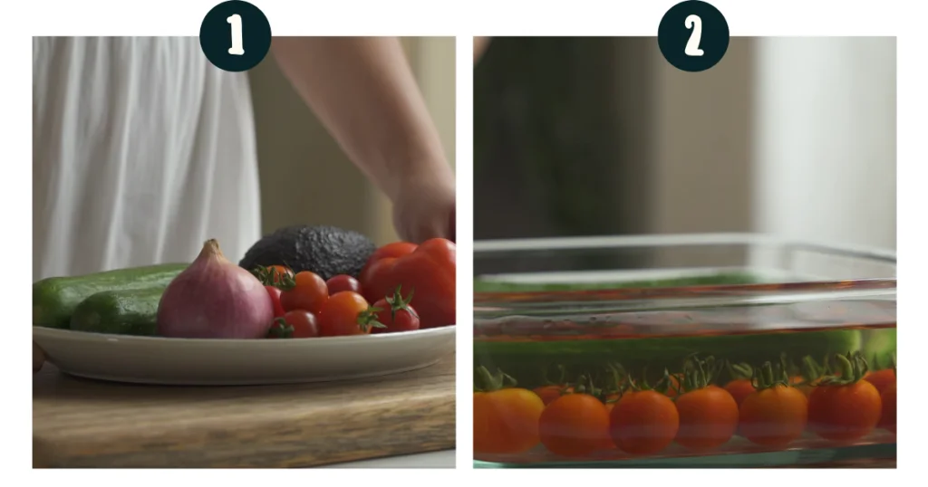 Wash vegetables for making Tomato Avocado Salad 