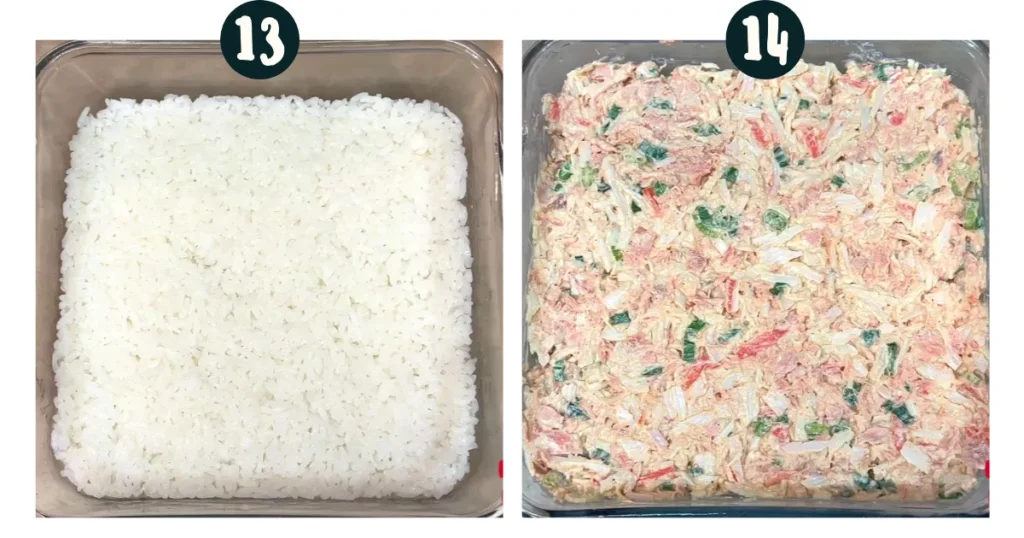 Assemble and Bake sushi bake recipe salmon and crab