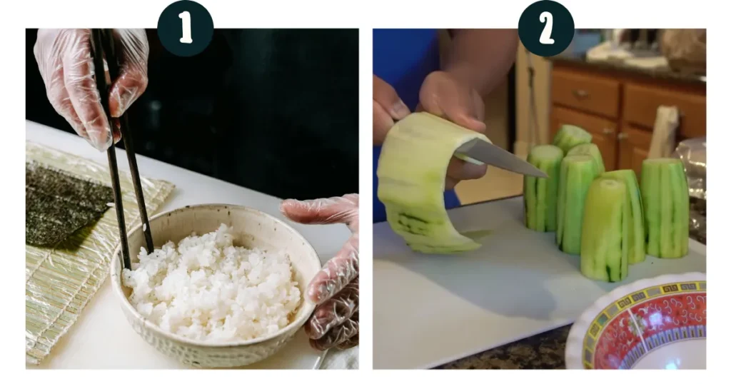 Prepare the ingredients FOR eel and avocado roll