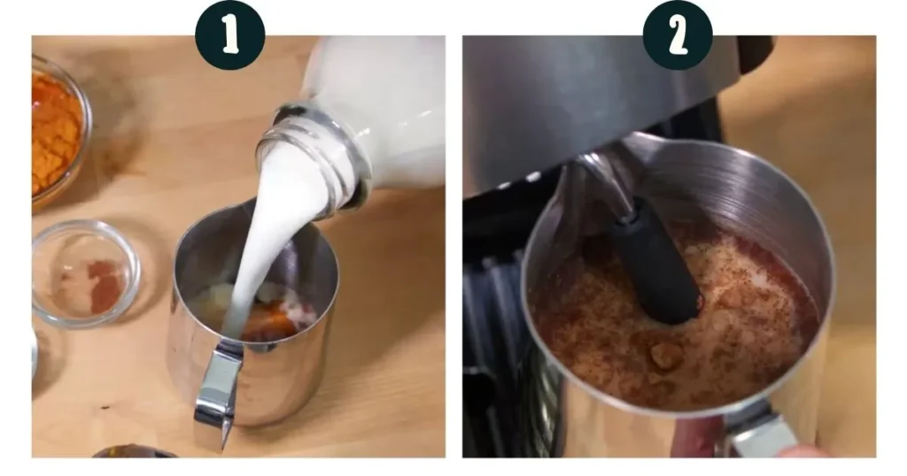 Mix the Ingredients or making spiced pumpkin cappuccino recipe