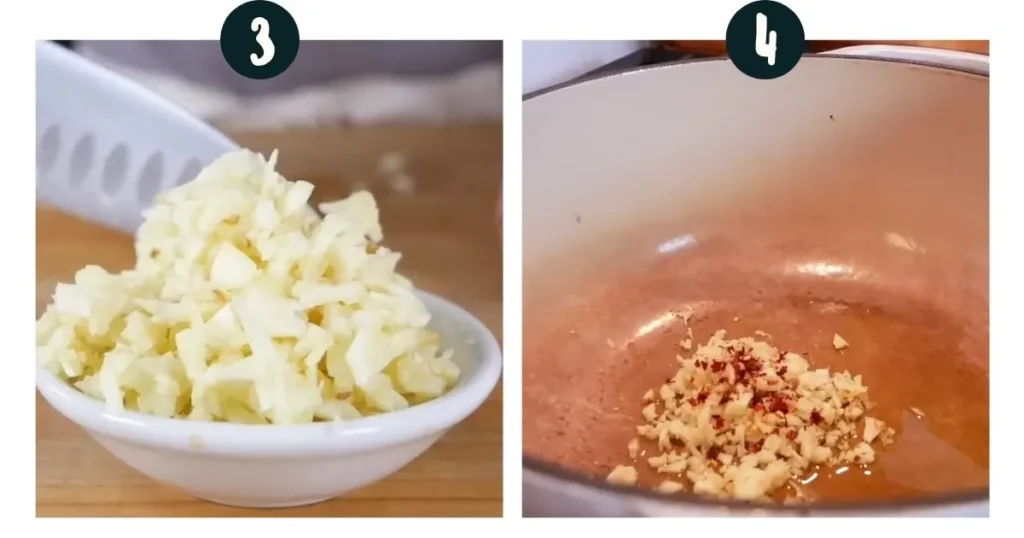 Sauté the Garlic for making beans and greens soup