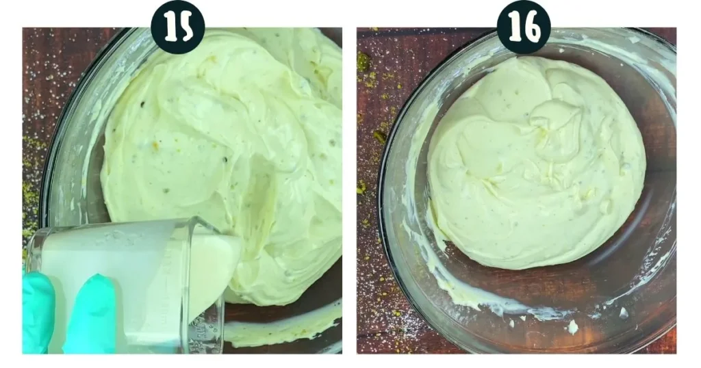 Combine Gelatin and Cream Cheese Filling FOR pistachio cheese cake 