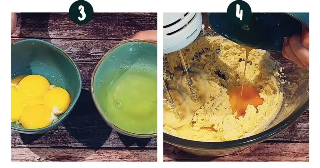 Beat Egg Yolks in Butter Mixture FOR making pistachio and ricotta cake