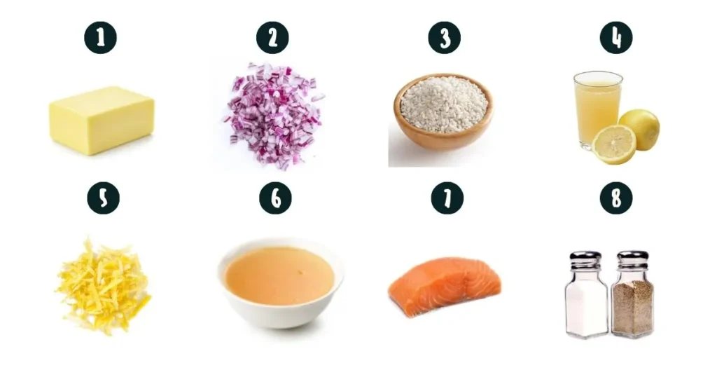 Ingredients for sicilian salmon risotto