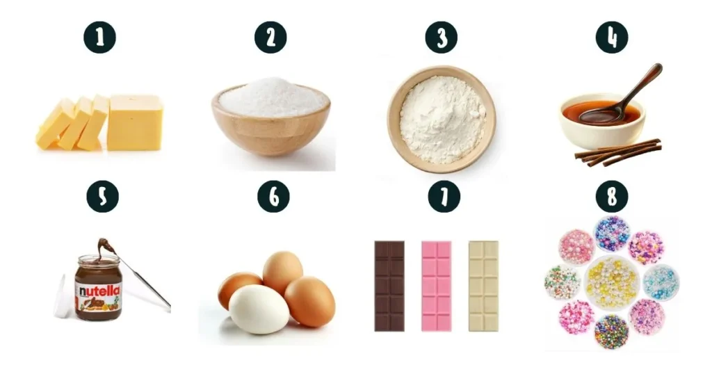 Ingredients for cakes and mini cakes