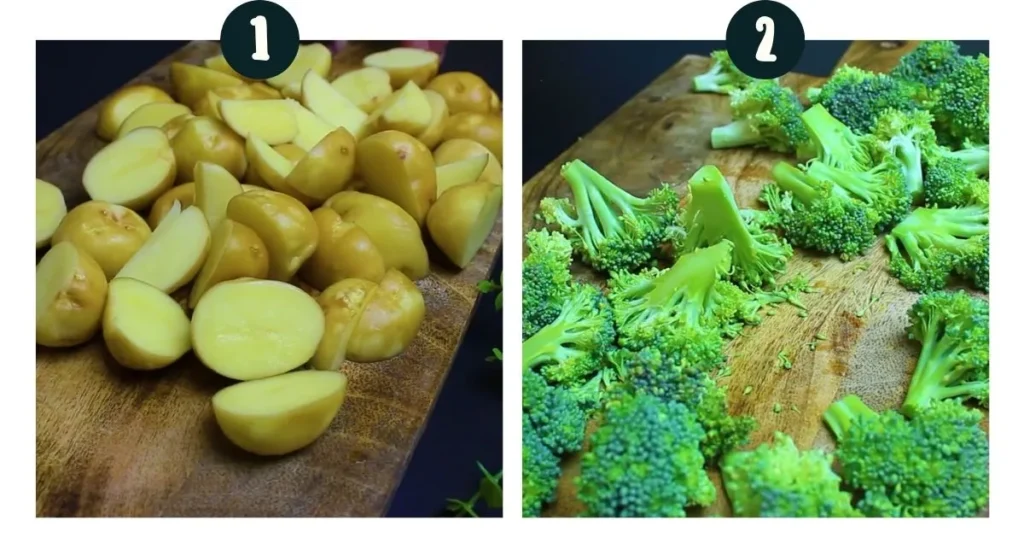 One Pan Roasted Potatoes And Broccoli You Never Hate Prepare and cut the veggies for making roasted potatoes and broccoli